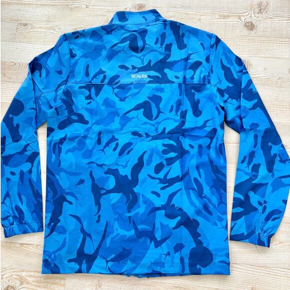 New Scales Full Zip Performance Fishing Sport Jacket | Blue Camo Size‎ Small - Picture 4 of 6